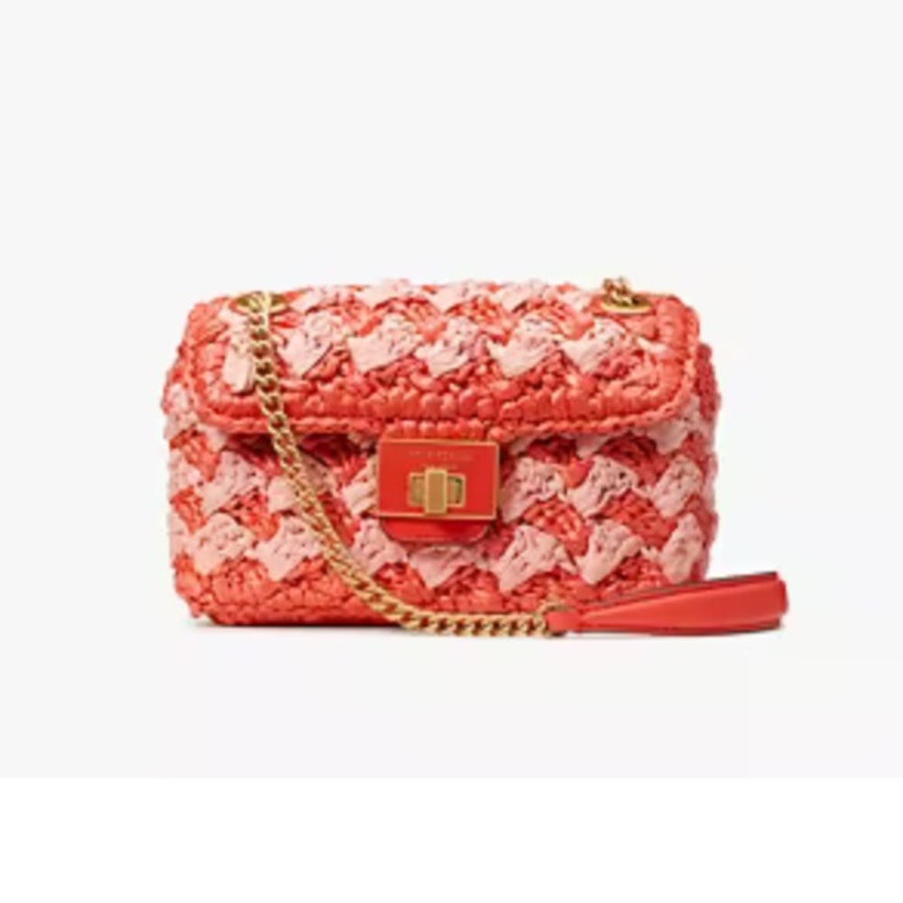 Kate Spade Evelyn Striped Crochet Raffia Small Shoulder Crossbody